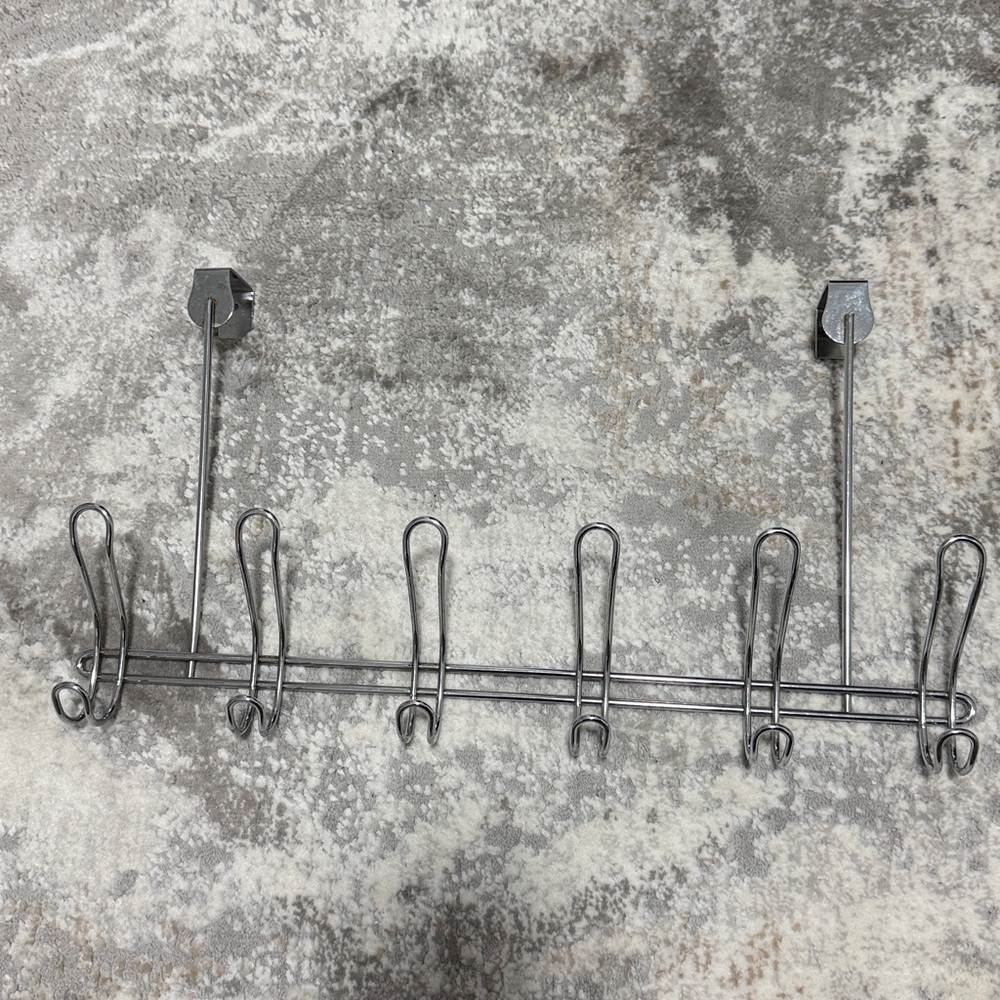 Silver Metal Wall Hook Rack